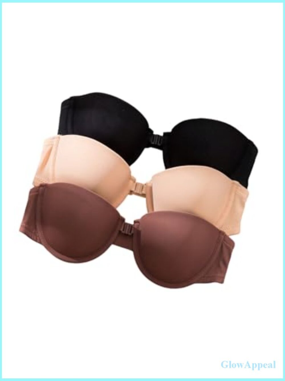 Strapless Bras for Women 3 Piece Front Closure Underwire Bandeau Bralette Set - Picture 5 of 5